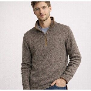 Weatherproof Vintage Men’s Quarter Zip Pullover Herringbone Brown Size Medium